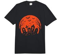 Graveyard and Bats Halloween Moon Comfort Colors Adult Heavyweight T-Shirt