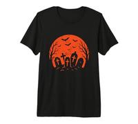 Graveyard and Bats Halloween Moon Premium T-Shirt