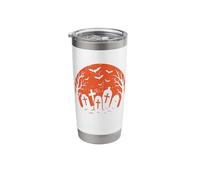 Graveyard and Bats Halloween Moon Stainless Steel Insulated Tumbler
