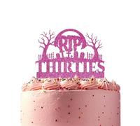 Graveyard Birthday Cake Topper with RIP & Age Milestone - Thirties, Forties, Fifties Decoration - Funny Gothic Party Cake Topper (Pink)