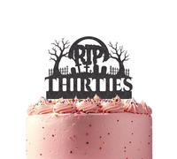 Graveyard Birthday Cake Topper with RIP & Age Milestone - Thirties, Forties, Fifties Decoration - Funny Gothic Party Cake Topper (Black)