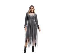 Graveyard Bride Costume for Ladies, Long Sleeve Tattered Tulle Dress, Gothic Ghost Bride Outfit for Halloween Cosplay, Fancy Dress Party, Horror Themed Gathering, Stage Role Play