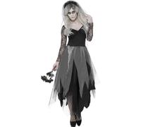 Smiffys Graveyard Bride Costume, Black with Dress & Rose Veil, Halloween Adult Fancy Dress, Adult Dress Up Costumes