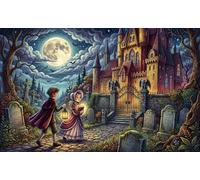 Graveyard Explorers 1000 Piece Jigsaw Puzzle,Whimsical Challenge,Gift Idea,Educational Toy,Premium Cardboard,Home Wall Decor,Adults & Kids 14+,Stress Relief 52x38cm