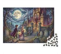 Graveyard Explorers 500 Piece Wooden Jigsaw Puzzle,Educational Toy,Stress Relief,Gift Idea,Impossible Challenge,Wood,Adults & Kids 14+,Home Wall Decor (52x38cm)