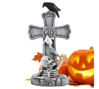 Graveyard Grabstones Halloween - Scary Resin Skeleton - Gravestones, Scary Grave Sign Set | Decorative Cemetery Statues with Aged Finish for Halloween Display Outdoor, Lawn Path, Garden