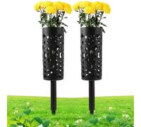 Graveyard Grave Vase - Set of 2 Metal Graves with Spikes, Elegant Hollow Floral Container and Windproof Vase | For Burials, Garden Memories, Yard Tribute and C Outdoor Floral Holder