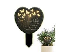 Graveyard Memorial Stakes - Heart Shaped Acrylic Plaques Signs With Butterfly Pattern, Floral Carved Ornaments, Displays Outdoor | Grave Marker for Lawn, Garden, Backyard, Park, Florist