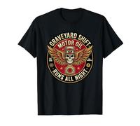 Graveyard Shift Motor Oil Runs Quote D Motorcycle Enthusiast Value Graphic T-Shirt, Men, Black, XL