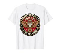 Graveyard Shift Motor Oil Runs Quote D Motorcycle Enthusiast Value Graphic T-Shirt, Men, White, M
