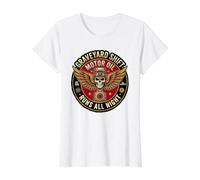 Graveyard Shift Motor Oil Runs Quote D Motorcycle Enthusiast Value Graphic T-Shirt, Women, White, S