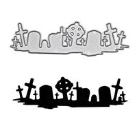 Graveyard Silhouette Metal Cutting Die - Halloween Tombstones Scene Border Cutting Die for Card Making - Die Size 8.4 x 2.4 cm (3.31 x 0.94 inches)