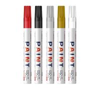 Graveyard Tombstone Marker - Gold, Red, Black, White, Silver, Five Piece Set, Durable Waterproof Marker, Weather Resistant Grave Pen, Liquid Stationery Set for Cemetery Maintenance