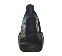 Graveyard Tombstone Printed Sling Bag Crossbody Backpack for Men Women, Versatile Casual Shoulder Chest Bag for Running Hiking Cycling Travel Work