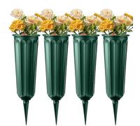 Graveyard Vases for Graves with Spikes Flower Holder for Grave Grounds Grave Vases for Cemeteries with Stake Cemetery Flower Holder for Loss of a Loved One 4 Pack