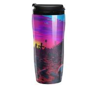 Graveyard with Skulls and Bones Scattered Coffee Cup Non-Slip Coaster with Lid Insulated Tumbler Travel Mug Cafe for Hot Cold Drink 350ml