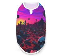 Graveyard with Skulls And Bones Scattered Cute Cute Pet Supplies Soft Dog Sweaters Printing for Dogs Puppy Cats 2XL