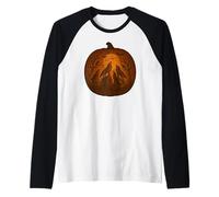 Graveyard Wolf Pack Full Moon Pumpkin Carving Raglan Baseball Tee