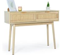 GRAVFORCE Console Table Slim Console Table for Hallway 2 Tier Entryway Table with 2 Drawers and Open Storage Shelf for Living Room Home and Office