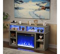 GRAVFORCE Electric Fireplace TV Stand Entertainment Center Console Table for 55" TVs with RGB LED Lights 23 inch Heating Insert Fireplaces Overheat Protection Remote Controls