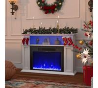 GRAVFORCE Fireplace Modern Electric Fireplace and Surround 23 inch Heating Insert LED Light Strip Fireplaces with Timer and 12 Flame Colors and Remote Control White 2 Tier