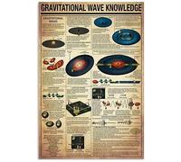 Gravitational Wave Knowledge Vintage Metal Sign Physics Knowledge Wall Art Decor Metal Poster Plaque For Home Room Kitchen Studio Office Retro Tin Sign 8x12 Inch