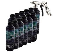 Gravitex UPol Stone Chip Protector Black 1 Litre X 12Overpaintable Chassis Protection + Air Application Gun Tough Hard Durable Coating Designed To Reproduce Manufacturers Original Stone Chip Finish