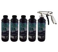Gravitex UPol Stone Chip Protector Black 1 Litre X 5 Chassis Protection + Air Application Gun