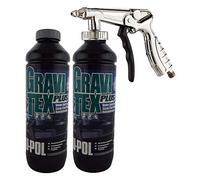Gravitex UPol Stone Chip Protector Grey 1 Litre X 2Overpaintable Chassis Protection + Air Application Gun Tough Hard Durable Coating Designed To Reproduce The Manufacturers Original Stone Chip Finish