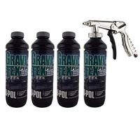 Gravitex UPol Stone Chip Protector Grey 1 Litre X 4Overpaintable Chassis Protection + Air Application Gun Tough Hard Durable Coating Designed To Reproduce The Manufacturers Original Stone Chip Finish