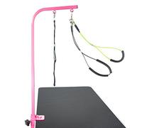 Gravitis Pet Supplies Adjustable 36” Grooming Arm with Clamp and Dog Grooming Loop with Small/Medium Haunch Holder - Suitable for use with Dog Grooming Table (Pink)