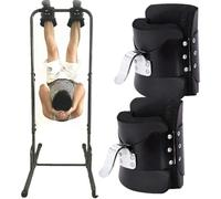 Gravity Boots for Core Strengthening & Back Pain Relief - Inversion Fitness Exerciser with Handstand Bar & Abdominal Crunch Hooks,With 1 meter safety rope (Black)