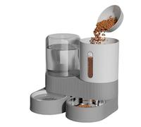 Gravity Cat Feeder and Water Dispenser, 2 in 1 Automatic Cat Feeder with 180 Degree Rotatable, 2 Pack Large Capacity Self Feeding for Small Medium Dog Puppy Kitten, Black, 0.8 Gallon x 2