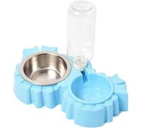 Gravity Cat Feeder, Pet Water Bottles Pet Slow Eating Double Bowl Non Slip Pet Feeding Bowl with Water Bottle Dog Bowl Dog Food Storage Dog Water Bottle Feeder(Blue)