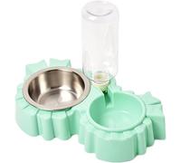 Gravity Cat Feeder, Pet Water Bottles Pet Slow Eating Double Bowl Non Slip Pet Feeding Bowl with Water Bottle Dog Bowl Dog Food Storage Dog Water Bottle Feeder(Green)