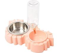 Gravity Cat Feeder, Pet Water Bottles Pet Slow Eating Double Bowl Non Slip Pet Feeding Bowl with Water Bottle Dog Bowl Dog Food Storage Dog Water Bottle Feeder(Rot)