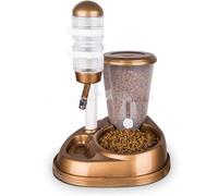 Gravity Cat Feeder, Portable Dog Water Bottle 2 in 1 Automatic Watering Device Pet Cat Dog Dispenser Water Food Cart Feeder Hamster for Dog Bowl Bottle Drin Fountain Feeder