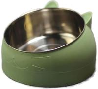 Gravity Cat Feeder, Portable Dog Water Bottle Cat Dog Bowl Inclined Stainless Steel Cat Food Container Base Pet Water Feeder Safeguard Neck Puppy Cats Bowls Supplies Feeder