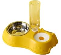 Gravity Cat Feeder, Portable Dog Water Bottle Pet Feeder Stainless Steel Bowl with Water Bottle Automatic Cat Drinking Food Containers Bowl Pet Accessories Feeder