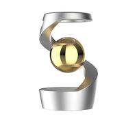 Gravity Defying Kinetic Desk Toy Executive Desk Toy Gifts Kinetic Spinning Desk Toys with a Unique Visual Illusion, Rotating Left and Right, Keeping Focus and Relieving Stress (Silver+Gold Ball)