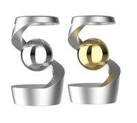 Gravity Defying Kinetic Desk Toy,Kinetic Spinning Desk Toys with a Unique Visual Illusion, Desktop Suspended Gyroscope,Stress Relief For Kids Adults (silver, 2PCS)