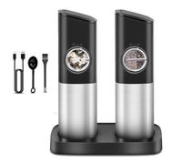 Gravity Electric Pepper and Salt Grinder Set Automatic Pepper Mill with Light, Adjustable Coarseness, Usb Rechargeable, Kitchen Helper, 2 Pack