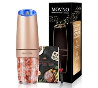 Gravity Electric Salt and Pepper Grinder Set, Battery Powered LED Light One Hand Automatic Operation, Adjustable Coarseness Mill Grinders Shakers Black (H.Gold 1P)