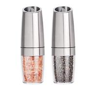 Gravity Electric Salt and Pepper Grinders Set - Battery Operated, Stainless Steel Automatic Pepper Mills with Blue Led Light