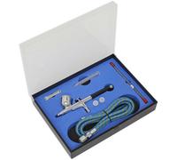 Gravity Fed Air Brush Kit - Double-Action - 1.8M Small Bore Hose - Storage Case