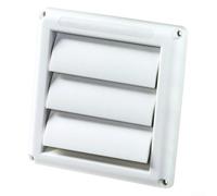 Gravity Flap External Wall Vent 100mm White Plastic | Gravity flaps open on airflow, close to block drafts, for ideal for extractor fans and ducts
