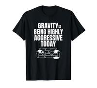 Gravity is Very Aggressive Clumsy Person Funny Lazy People Value Graphic T-Shirt, Men, Black, S
