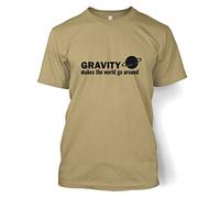 Gravity Makes The World Go Around Science T-shirt - Tan Medium (38/40")