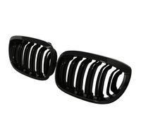 Gravity Performance Black Kidney Grilles Compatible with BMW 3 Series E46 2-Door Coupe & Convertible 2002-2005 LCI Models 2-Piece Bumper Double Slat Grille Grill Gloss Finish Clip-On