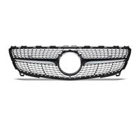 Gravity Performance Diamond Style Front Bumper Grille Compatible with Mercedes Benz A Class W176 2015-2018 Facelift Models Gloss Black Mesh with Chrome Radial Design Aggressive Styling